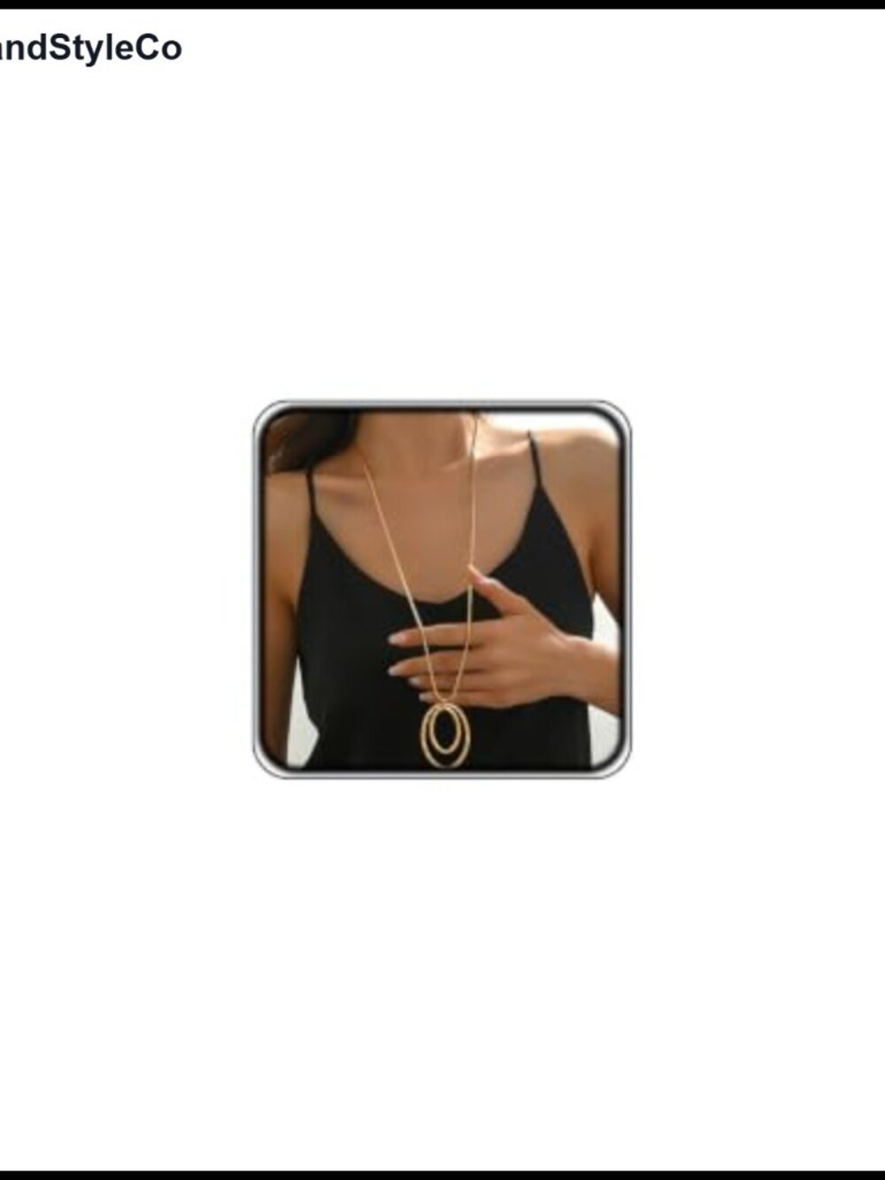 Long Chunky Double Circle Pendant Necklace Women Textured Metal